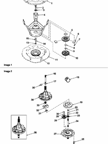 Bearings, Brake & Pulley & Transmission Diagram and Parts List for LWC80AW-PLWC80AW  Amana Washer