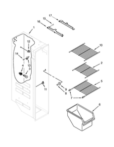 Freezer Liner Parts Diagram and Parts List for ASD2275BRW01  Amana Refrigerator