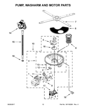 07 - Pump, Washarm And Motor Parts Diagram and Parts List for JDB9200CWS3  Jenn-Air Dishwasher