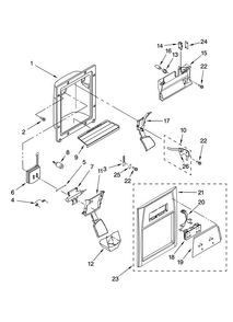 Dispenser Front Parts Diagram and Parts List for ASD2522VRB01  Amana Refrigerator