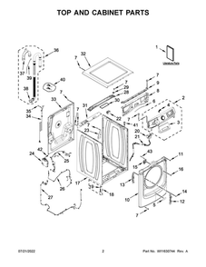 Top And Cabinet Parts Diagram and Parts List for MHW6630MBK0  Maytag Washer