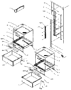 Refrigerator Shelving And Drawers Diagram and Parts List for SXD25NP-P1162407W  Amana Refrigerator