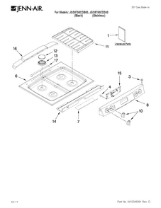 Cooktop Parts Diagram and Parts List for JGS8750CDS00  Jenn-Air Range