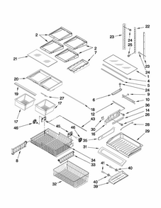 Shelf Parts Diagram and Parts List for G32026PEKS9  Maytag Refrigerator