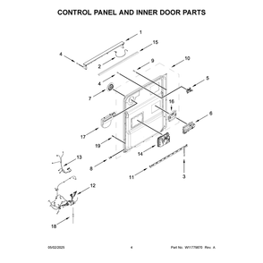 Control Panel And Inner Door Parts Diagram and Parts List for MDB4949SKB4  Maytag Dishwasher