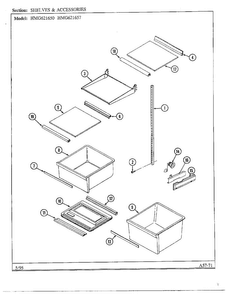 Shelves And Accessories Diagram and Parts List for HMG621657  Admiral Refrigerator