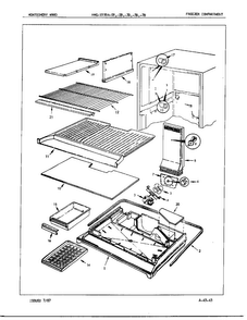 Freezer Compartment Diagram and Parts List for 19584A  Admiral Refrigerator