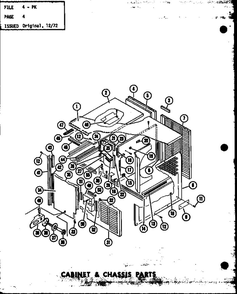 Cabinet And Chassis Parts 1 Diagram and Parts List for PK4-3J P54629-2C Amana Air Conditioner