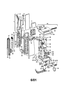 Dimension Diagram and Parts List for U5223-930  Hoover Upright Vacuum