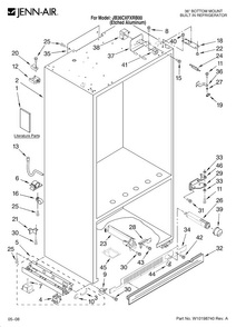 Cabinet Parts Diagram and Parts List for JB36CXFXRB00  Jenn-Air Refrigerator