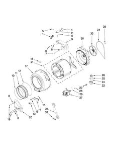 Basket And Tub Parts Diagram and Parts List for MHWC7500YW0  Maytag Washer