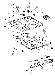Main Top Diagram and Parts List for RLS270UW P1143043NW Caloric Range