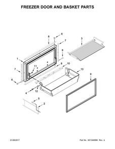 Freezer Door And Basket Parts Diagram and Parts List for JB36NXFXLE01  Jenn-Air Refrigerator