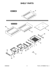 Shelf Parts Diagram and Parts List for MRT118FFFZ07  Maytag Refrigerator