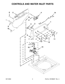 Controls And Water Inlet Parts Diagram and Parts List for ATW4516MW0  Admiral Washer