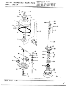 Transmission And Related Parts Diagram and Parts List for 6532A REV C Norge Washer