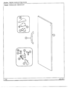 Fresh Food Outer Door Diagram and Parts List for HMG621657  Admiral Refrigerator