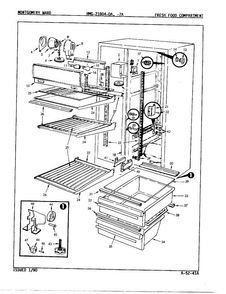 Fresh Food Compartment Diagram and Parts List for 21804A  Admiral Refrigerator