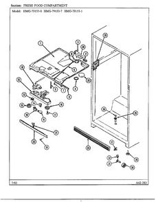 Fresh Food Compartment Diagram and Parts List for 79153-0B  Admiral Refrigerator