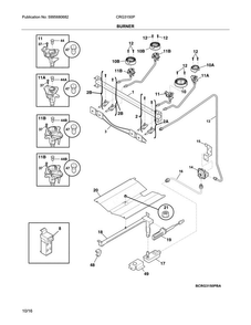 Burner Diagram and Parts List for CRG3150PBD  Crosley Range
