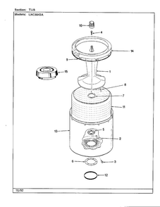 Tub Diagram and Parts List for 6643A REV D Norge Washer