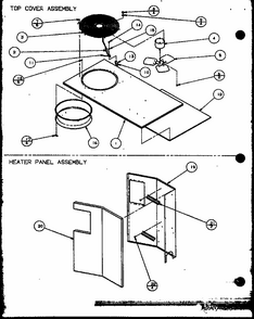 Top Cover Assembly/heater Panel Assembly (spco24001a/p9999101c) (spco30001a/p9999102c) (spco36001a/p9999103c) (spco36003a/p9999104c) Diagram and Parts List for D9836801  Amana Air Conditioner