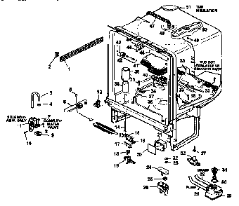 Tub Assembly Diagram and Parts List for CDU600C-P1188317W  Caloric Dishwasher