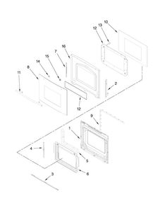 Upper Oven Door Parts Diagram and Parts List for JJW9830DDB31  Jenn-Air Wall Oven