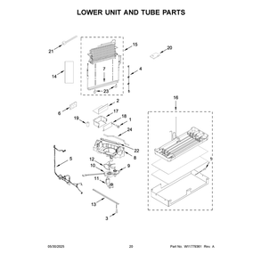 Lower Unit And Tube Parts Diagram and Parts List for JF42NXFXDE25  Jenn-Air Refrigerator