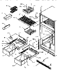 Cabinet Shelving Diagram and Parts List for TXI22R2-P1168014W  Amana Refrigerator