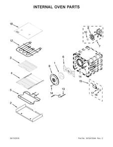 Internal Oven Parts Diagram and Parts List for JDRP430WP01  Jenn-Air Range