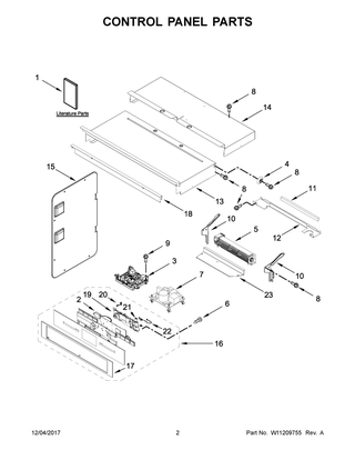 Control Panel Parts Diagram and Parts List for JMW2430DB02  Maytag Microwave Oven Combo