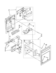 Dispenser Front Parts Diagram and Parts List for JS48CXDBDB01  Jenn-Air Refrigerator
