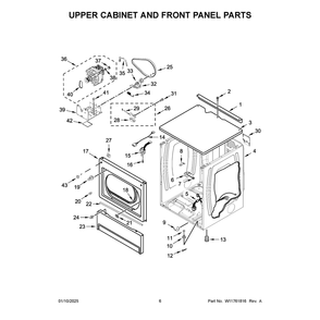 Upper Cabinet And Front Panel Parts Diagram and Parts List for MLE26PDFYW0  Maytag Dryer