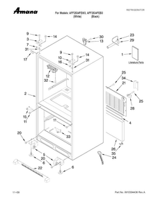 Cabinet Parts Diagram and Parts List for AFF2534FEB3  Amana Refrigerator