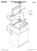 TOP AND CABINET PARTS Diagram and Parts List for 7MMPM0040VQ0  Maytag Washer