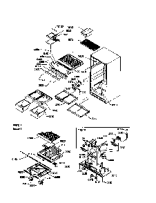 Interior Cabinet And Drain Block Assembly Diagram and Parts List for THI18TW-P1302401WW  Amana Refrigerator