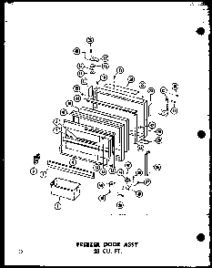 Freezer Door Assy 23 Cu. Ft. Diagram and Parts List for TC18B-P73500-7W  Amana Refrigerator