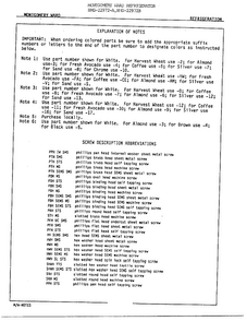 Explanation Of Notes Diagram and Parts List for 22972A  Admiral Refrigerator