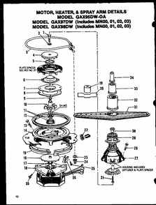 Motor Diagram and Parts List for GAX95DW-OA MN03 Amana Dishwasher