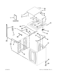 Top And Cabinet Parts Diagram and Parts List for CAW9244BW0  Crosley Washer
