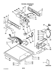 Top And Console Parts Diagram and Parts List for MDG25PDAXW1  Maytag Dryer