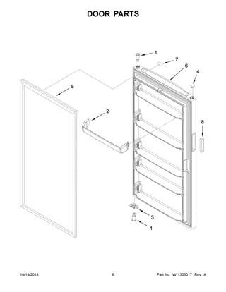 Door Parts Diagram and Parts List for AZF33X18DW03  Maytag Freezer