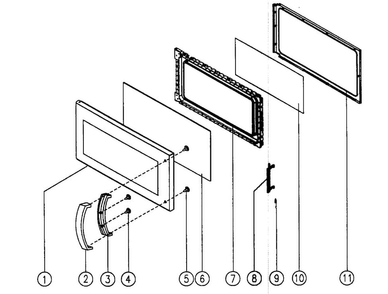 Door Assy Diagram and Parts List for MCO160UB  Magic Chef Microwave