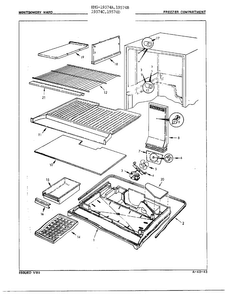 Freezer Compartment Assembly Diagram and Parts List for 19574C  Admiral Refrigerator