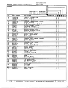 Fresh Food Compartment Page 2 Diagram and Parts List for 22844-0A  Admiral Refrigerator