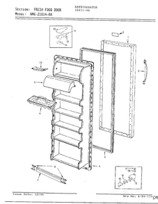 Fresh Food Door Diagram and Parts List for 21814-0A  Admiral Refrigerator