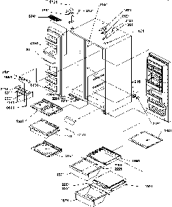 Refrigerator/freezer Shelves, Lights, And Hinges Diagram and Parts List for SRDE27TPW-P1190603WW  Amana Refrigerator