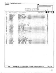 Fresh Food Door Page 2 Diagram and Parts List for 24824-0A  Admiral Refrigerator