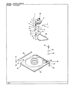 Base And Drive Parts Diagram and Parts List for 6540A REV K Norge Washer